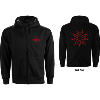 Slipknot Zipped Hoodie: 9 Point Star (Back Print)