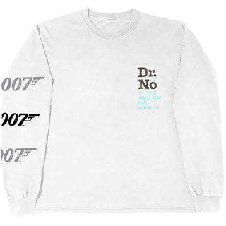 James Bond 007 Unisex Long Sleeve T-Shirt: Dr No (White) (Back Print)