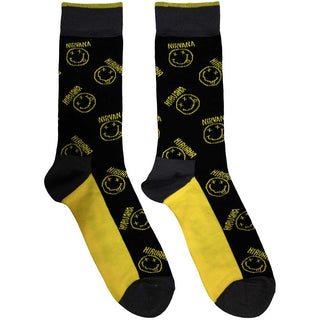 Nirvana Unisex Ankle Socks: Smiley & Logo Stripes (UK Size 6 - 11)