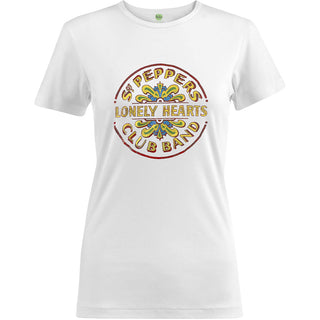 The Beatles Ladies T-Shirt: Sgt Pepper Drum Colour (Embellished)