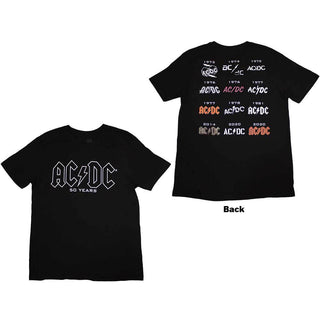 AC/DC Unisex T-Shirt: Logo History (Back Print)