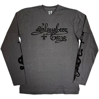 21 Savage 2 In 1 Layered Long Sleeve T-Shirt: Slaughter Gang (Charcoal Grey) (Sleeve Print)