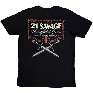 21 Savage T-Shirt: Death Before Dishonor Daggers (Black) (Back Print)