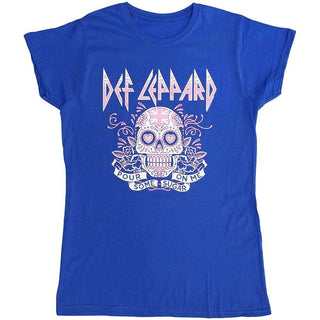 Def Leppard Ladies T-Shirt: Pour Some Sugar On Me Skull Tour 2019 (Ex-Tour)