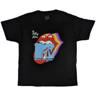 MTV Unisex T-Shirt: Rolling Stones Rainbow Shadow Tongue (Back Print)