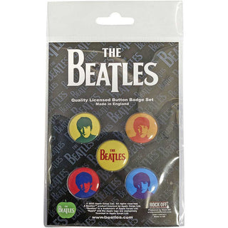 The Beatles Button Badge Pack: J,P,G&R Coloured