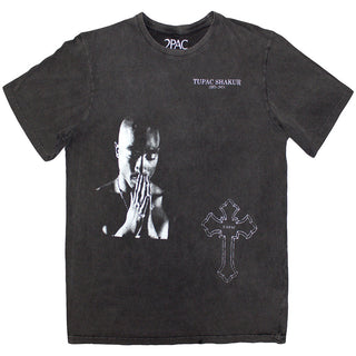 Tupac Unisex Stone Wash T-Shirt: Photo Cross