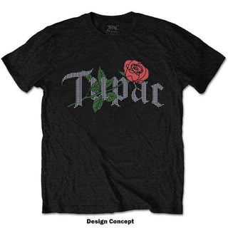 Tupac Embellished T-Shirt: Rose Logo
