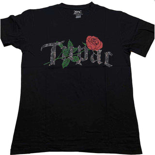 Tupac Embellished T-Shirt: Rose Logo