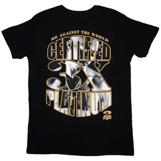 Tupac Unisex T-Shirt: Platinum (Black) (Back Print)