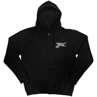 Tupac Zipped Hoodie: Crown Seal (Back Print)