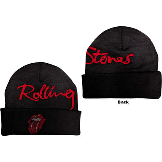 The Rolling Stones Unisex Beanie Hat: Embellished Classic Tongue