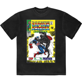 Marvel Comics Unisex T-Shirt: Cap vs The Panther Comic Cover