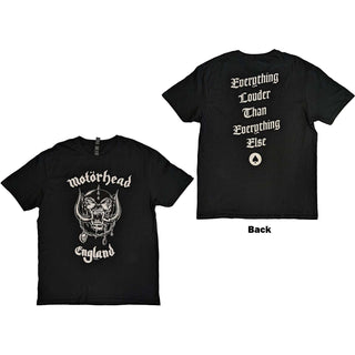 Motorhead Unisex T-Shirt: England (Back Print)