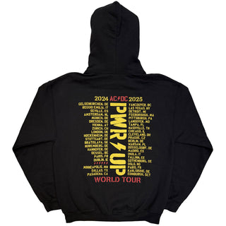AC/DC Pullover Hoodie: Lightning Bolt World Tour '24-'25 (Black) (Back Print & Ex-Tour) (4X-Large)