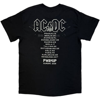 AC/DC Unisex T-Shirt: B&W Photo EU Tour â25 (Black) (Back Print & Ex-Tour)