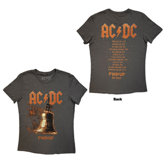 AC/DC Ladies T-Shirt: Bell Lightning EU Tour '25 (Charcoal Grey) (Back Print & Ex-Tour)