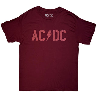 AC/DC T-Shirt: Logo EU Tour '25 (Maroon Red) (Back Print & Ex-Tour)
