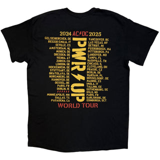 AC/DC T-Shirt: PWR-UP Logo World Tour '24-'25 (Black) (Back Print & Ex-Tour)