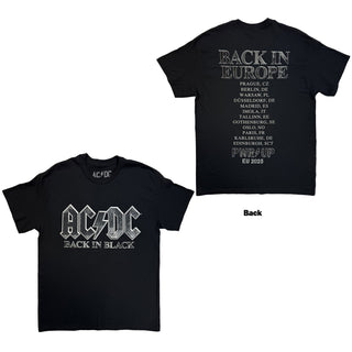 AC/DC T-Shirt: Back In Black EU Tour '25 (Black) (Back Print & Ex-Tour)