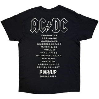 AC/DC Unisex T-Shirt: Angus Putland EU Tour '25 (Black) (Back Print & Ex-Tour)