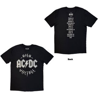 AC/DC  T-Shirt: Silver High Voltage EU Tour '25 (Black) (Back Print & Ex-Tour)