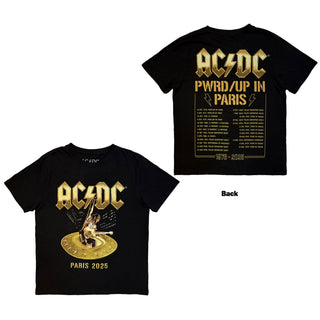 AC/DC  T-Shirt: PWR'D-UP In Paris EU Tour '25 (Black) (Back Print & Ex-Tour)