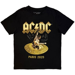 AC/DC T-Shirt: PWR'D-UP In Paris EU Tour '25 (Black) (Back Print & Ex-Tour)