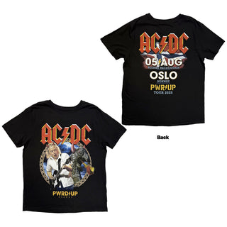 AC/DC  T-Shirt: PWR'D-UP Norway EU Tour '25 (Black) (Back Print & Ex-Tour)