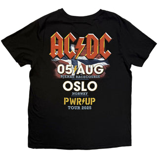 AC/DC T-Shirt: PWR'D-UP Norway EU Tour '25 (Black) (Back Print & Ex-Tour)