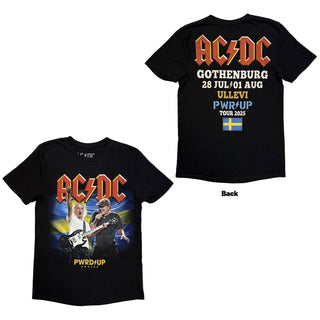 AC/DC  T-Shirt: PWR'D-UP Sweden EU Tour '25 (Black) (Back Print & Ex-Tour)