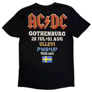 AC/DC T-Shirt: PWR'D-UP Sweden EU Tour '25 (Black) (Back Print & Ex-Tour)