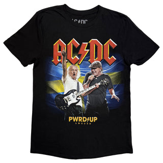 AC/DC T-Shirt: PWR'D-UP Sweden EU Tour '25 (Black) (Back Print & Ex-Tour)