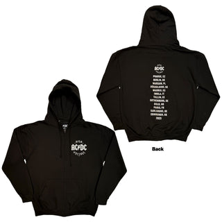 AC/DC  Zipped Hoodie: Silver High Voltage EU Tour '25 (Black) (Back Print & Ex-Tour)