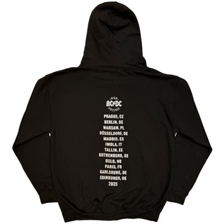 AC/DC Zipped Hoodie: Silver High Voltage EU Tour '25 (Black) (Back Print & Ex-Tour)