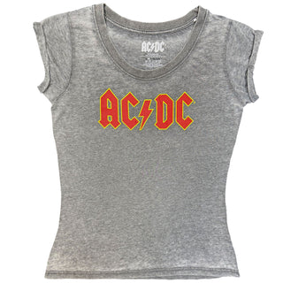 AC/DC Ladies Slim Fit T-Shirt: Logo (Burnout)