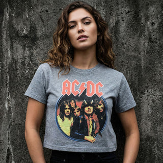 AC/DC Ladies Crop Top: Highway To Hell Circle