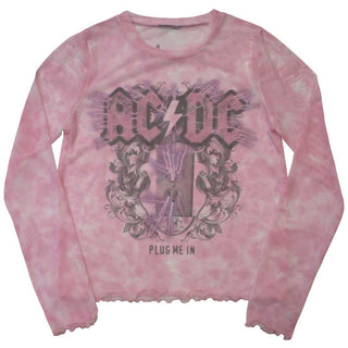 AC/DC Ladies Long Sleeve T-Shirt: Plug Me In (Mesh)