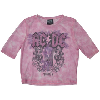 AC/DC Ladies Crop Top: Plug Me In (Mesh)
