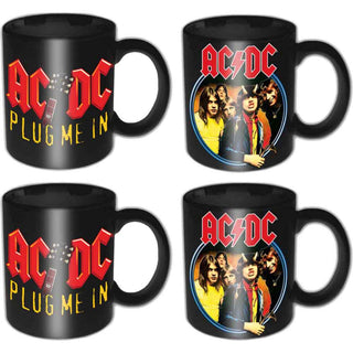 AC/DC Mini Mug Set: 4 Piece Set (2 each of Devil & Angus Plug Me In)