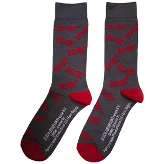 AC/DC Unisex Ankle Socks: Logo Pattern (Charcoal Grey) (UK Size 6 - 11)