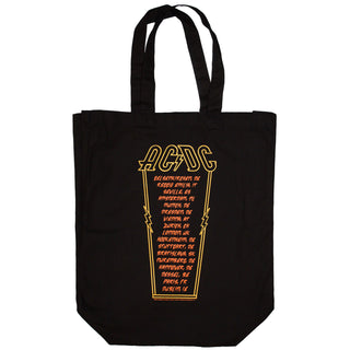 AC/DC  Cotton Tote Bag: High Voltage (Black) (Back Print & Ex-Tour)