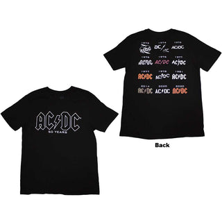 AC/DC Unisex T-Shirt: Logo History (Back Print)