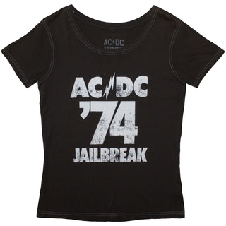 AC/DC Ladies T-Shirt: 74 Jailbreak (Grey) (Back Print & Ex-Tour)