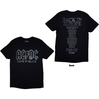 AC/DC Unisex T-Shirt: Back In Black PRW-UP EU Tour '24 (Back Print & Ex-Tour)