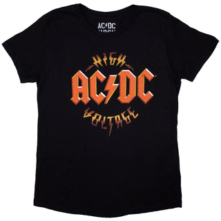 AC/DC Ladies Slim Fit T-Shirt: High Voltage RnR (Back Print)