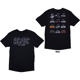 AC/DC Unisex T-Shirt: History Logo (Back Print)