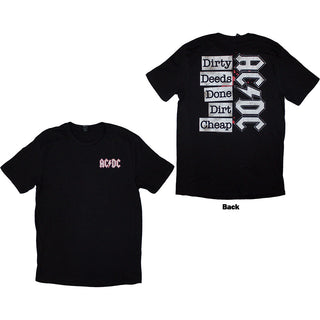 AC/DC Unisex T-Shirt: Mini Logo / Dirty Deeds (Back Print)