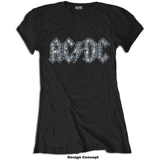 AC/DC Ladies Slim Fit T-Shirt: Logo (Embellished)