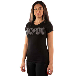 AC/DC Ladies Slim Fit T-Shirt: Logo (Embellished)